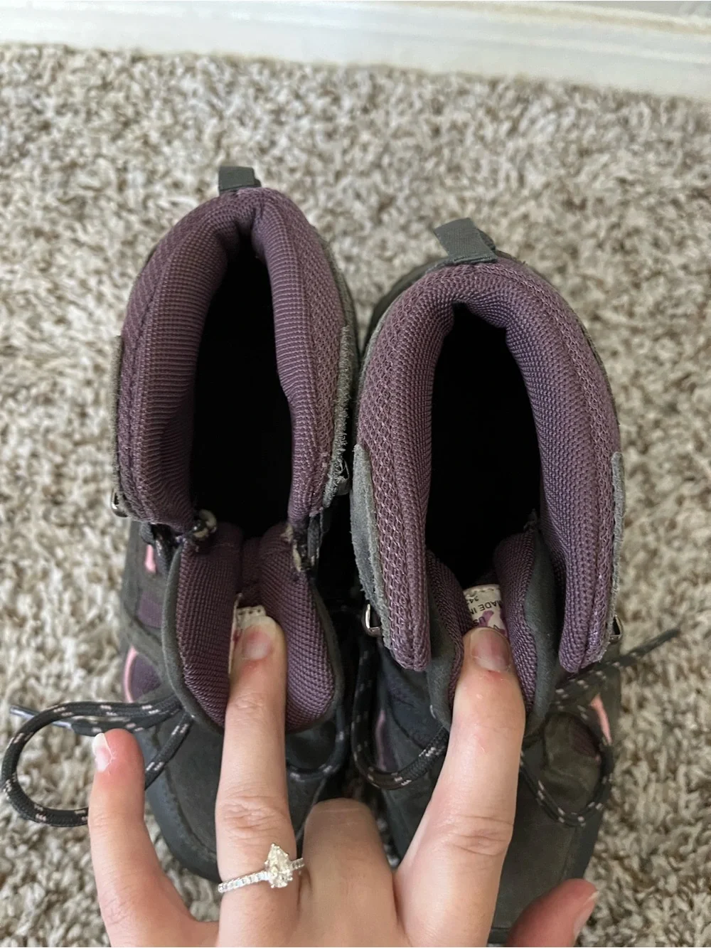 Denali Waterproof Hiking Boots with Pink/Purple Accents Girls Size 3
